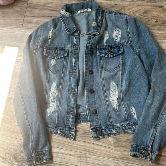 Ladies Jackets Highway Jeans Distressed Denim Jacket Highway - Main Image